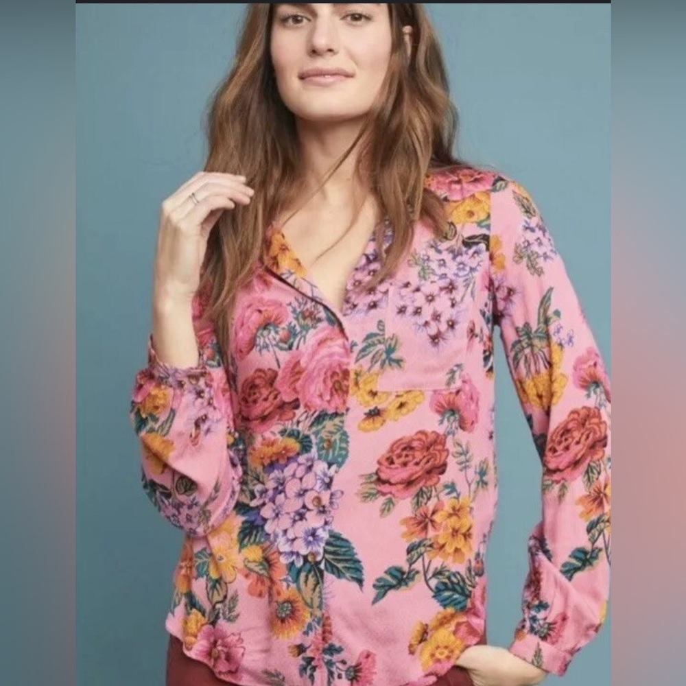 1. Anthropologie Maeve Floral Button Down Blouse